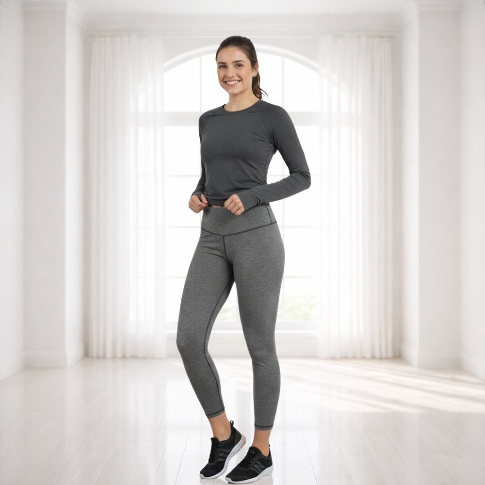 Old Navy Active Go-Dry Grey Pinstripe Full Length Leggings XL - Performance Yoga